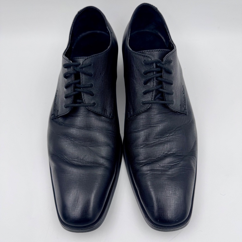 Calvin Klein Fulton Mens Black Textured Leather Derby Dress Shoes Size 8.5‎ M